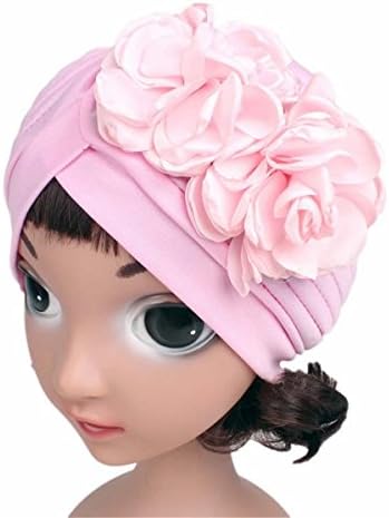 TTjII Kids hats Twist Pleated Hair Wrap Stretch Turban Cap Abbey Cap Women's Knit Chemo Hat Snood Beanie Scarf, Turban Headwear for Cancer Patients,Soft Sleep Hats cosplay pirate flower (6)