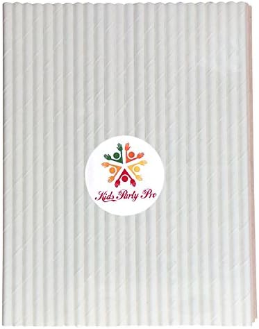 100 pcs Plain White Paper Straws, Pure All Solid White Party DIY Cocktail Milk Soda Beverage Mason Jar Paper Drinking Straws Bulk, Wedding Birthday Winter Baby Bridal Shower Kids Craft Cake Pop Sticks