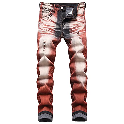JUNBAOSS Men's Slim Fit Stretch Jeans Ripped Skinny Jeans for Men, Distressed Straight Leg Fashion Comfort Flex Waist Pants
