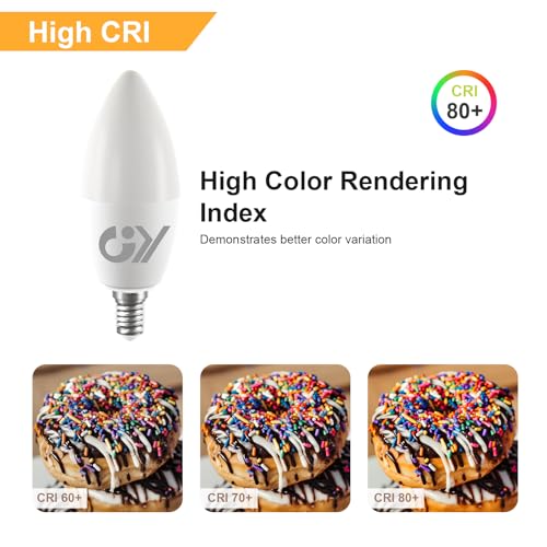 GY E14 LED Bulb Warm White 8W 3000K 880 Lumens, E14 LED C37 Candle Bulbs with Fine Thread, Not Dimmable – Class C Low Consumption, 12 Pieces