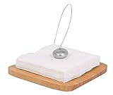 Internet’s Best Bamboo Napkin Holder | Stainless Steel Ball Weight with Wire Line | Semi Flat Napkin Dispenser Wooden | 7.75 Inch