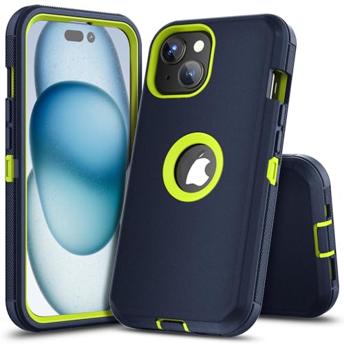 COOYA for iPhone 15 Case Full Body Drop Protection Rugged Case Shockproof 3-Layer Heavy Duty Hybrid Non-Slip Rubber Phone Cover Front Bumper Armor Hard Shell for iPhone 15 5G 6.1 Inch BlueYellow