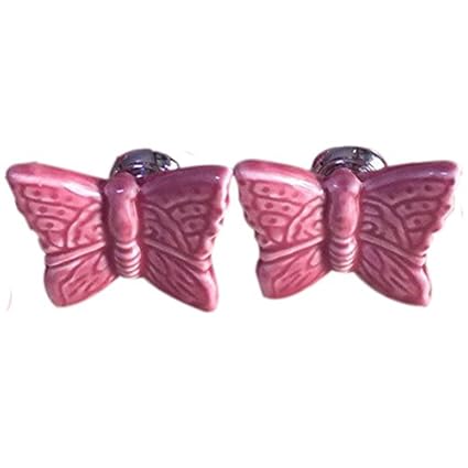 Sodial 10pcs Butterfly Knobs Ceramic Drawer Handles Pulls For Kids