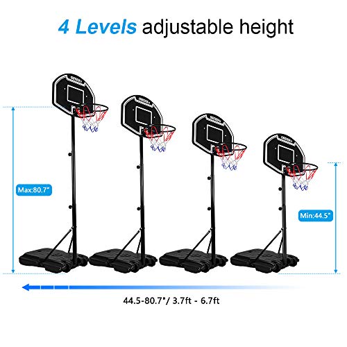 Portable Basketball Hoop, Height Adjustable Outdoor