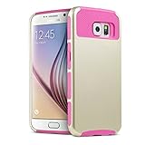 Galaxy S6 Case, S6 Case - ULAK 2in1 Hybrid Rubber Matte Slim Hard Case Cover for Samsung Galaxy S6 (Gold/Rose Pink)