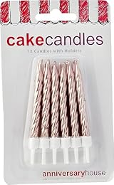 Anniversary House Metallic Rose Gold Spiral Birthday Candles Set of 12 with view 2