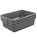 Idotry 4-Pack Small Plastic Commercial Bus Box, 8 L Small Bus Tub, Gray