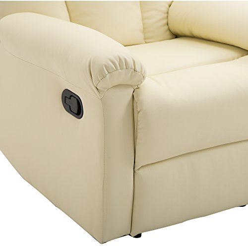 HOMCOM-Poltrona-Relax-Reclinabile-Imbottita-Ergonomica-con-Poggiapiedi-Ecopelle-80--97--107cm-Crema