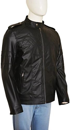 Dark Knight Batman Arkham Mens Real Leather Bomber Jacket (Small, Black)