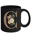 Initial quotcquot letter monogram black mug coffee