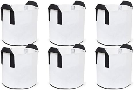 247Garden 6-Pack 5 Gallon Grow Bags /Aeration Fabric Pots w/Handles (White)