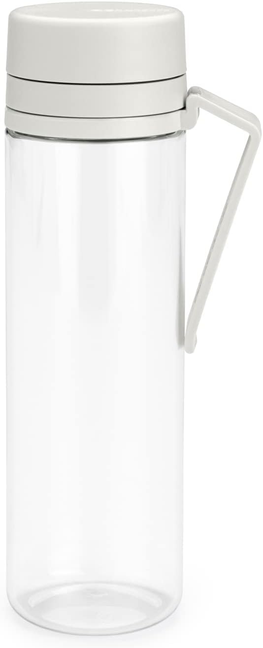 Brabantia - Make & Take Water Bottle with Strainer 0.5L - Travel Drinking Bottle with Handle & Fruit Sieve - Leakproof - Infuser - Easy Filling - Transparent - Dishwasher Safe - Light Grey