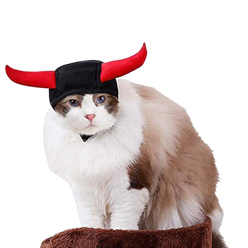 FineInno Pet Halloween Costume Hat Cat Headgear Headwear Headdress Animal Demon Shape Dress Up Hooded Cloak Outfits for Dog and Cat (Style 2 Demon) - Thumbnail 7