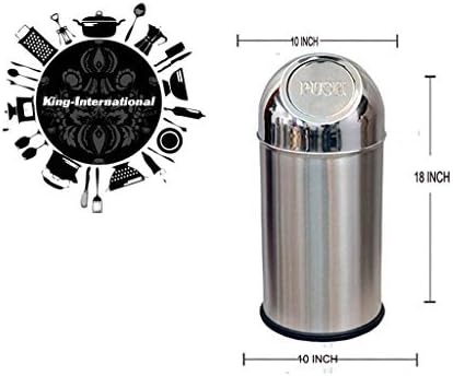 Tulsi King Traders -Stainless Steel Push Dustbin - 20 Ltr (10X18)