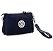 Tiny Chou Three Layers Zipper Purse Waterproof Nylon Wristlet Bag Cell Phone Pouch with Shoulder Strap