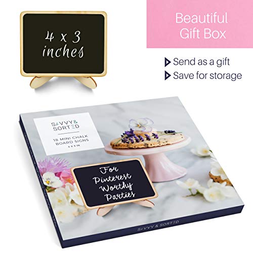 18 Premium Mini Chalkboard Signs - Lovely Wedding Signs for Wedding Table Decorations - Reusable Small Chalkboard Signs - Best Chalkboard Labels for Party Food Signs, Name Cards, Buffet & Catering - Thumbnail 4