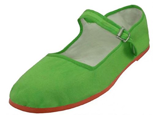 Womens Cotton Mary Jane Shoes Ballerina Ballet Flats Shoes (6, Green 114)