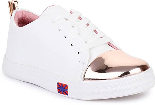 hve women white shiney casual shoes