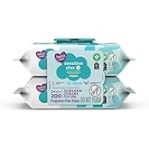 Sensitive Plus Baby Wipes 200ct, For Sensitive Skin With Naturally Derived Ingredients, Plastic-Free Wipes, 100% Purified Water