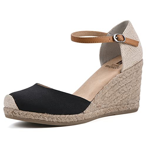 WHITE MOUNTAIN Damen Mamba Espadrilles, Black Black Material, 8