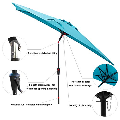 C-Hopetree 2,75 m halber Garten Sonnenschirm für Outdoor Terrasse mit Kurbel und Neigung – Bild 2