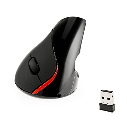 Artizando 2.4G Wireless Vertical Ergonomic Optical Mouse, 800/1200/1600/2400 DPI, 5 Buttons – Black