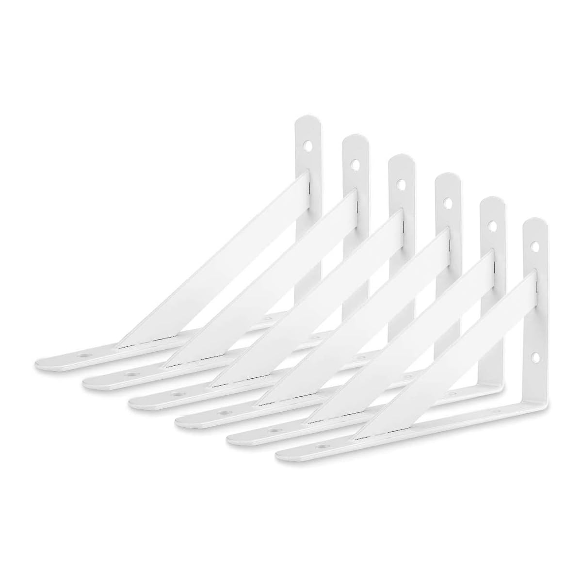 Photo 1 of White Shelf Bracket 6 Packs Wall Shelf Brackets Heavy Duty 4 X 6 Inch 90 Degree Floating Shelves, Tripod Triangle Shelf Brackets for Floating Wood Shelves