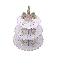 Unicoco Unicorn Cake Stand Birthday Party Supply Decoration Cupcake Stand Holder 3 Tier Unicorn Dessert Stand