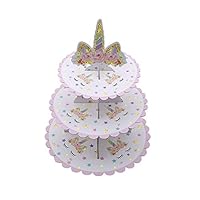 Unicoco Unicorn Cake Stand Birthday Party Supply Decoration Cupcake Stand Holder 3 Tier Unicorn Dessert Stand