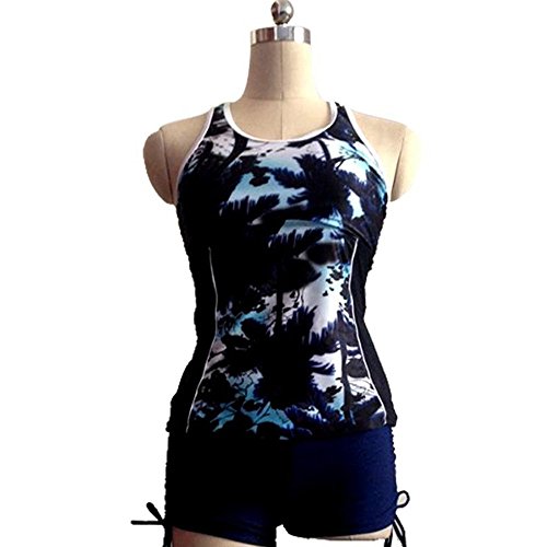 Miracle Women Sexy Two Piece Print Slimming Padded Tankini Swimsuit Swimwear Set