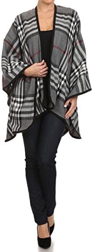 RENEEC.Women Winter Open Front Wearover Knit Wrap Shawl Cape Blanket Sweater Poncho