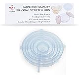 Topmin Silicone Stretch Lids,6 Pack of Various Sizes,Food Hugger and Unilid,Reusable,Durable and Expendable,Silicone Covers for Containers/Bowl/Food