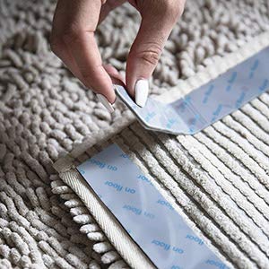 Non Slip Rug Gripper Pads: 9 Reusable Corner Carpet Tape Grippers - Adhesive No Skid Anti Slip Pad Hardwood Laminate Floors - Sticky Nonslip Grip Anchors Never Curl Area Rugs & Runner Edges (9)
