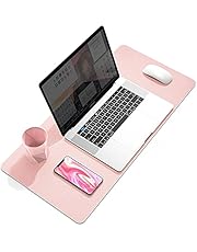YSAGi Desk Mat, Mouse Pad,Waterproof Desk Pad,Large Mouse pad for Desk, Leather Desk Pad Large for Keyboard and Mouse,Dual-Sided Mouse Mat for Office and Home (23.6" x 13.7", Pink)