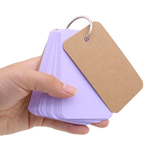 Koogel 300 Pieces 2.2 x 3.5 Inches Multicolor Kraft Paper Binder Ring Easy Flip Flash Card Study Cards/Memo Scratch Pads/Bookmark/DIY Greeting Card/Index Card Stock/Note Card(50 Sheets per Set)