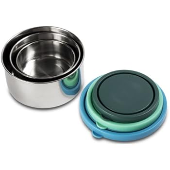 MIRA Stainless Steel Lunch Box Food Storage Containers | BPA Free, Eco-Friendly & Reusable Snack Food Nesting Containers for Kids & Adults | Set of 3 (Blue/Emerald/Teal)