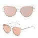Anywa Fashion Twin-Beams Classic Women Metal Frame Mirror Sunglasses Cat Eye Glasses (Gold, Rose Gold)