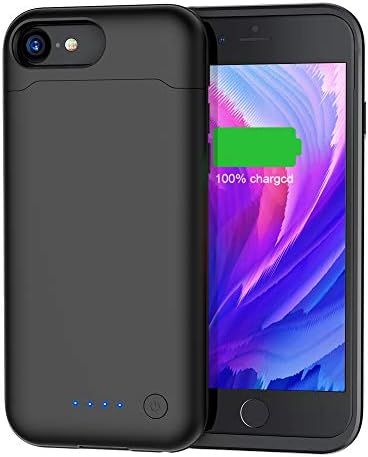 Battery Case for iPhone 6/6S/7/8 with Removable Top Cover, 6000mAh Rechargeable Charger Case for iPhone 6/6S/7/8, Portable Backup Power Bank Extended Battery Charging Case- Black(4.7 inch)