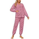 HEARTNICE Women Fuzzy Pajama Set Warm Fluffy Long Sleeve Sleepwear Plush Loungewear Thermal Nightwear with Pockets