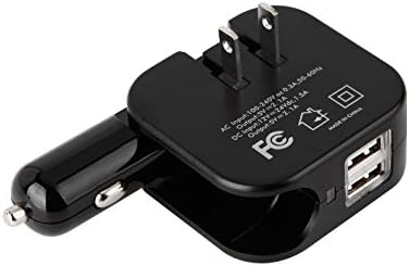 Wall Charger, 2 in 1 Dual Port Car Charger And Home Wall Travel AC DC Quick Charger,Black