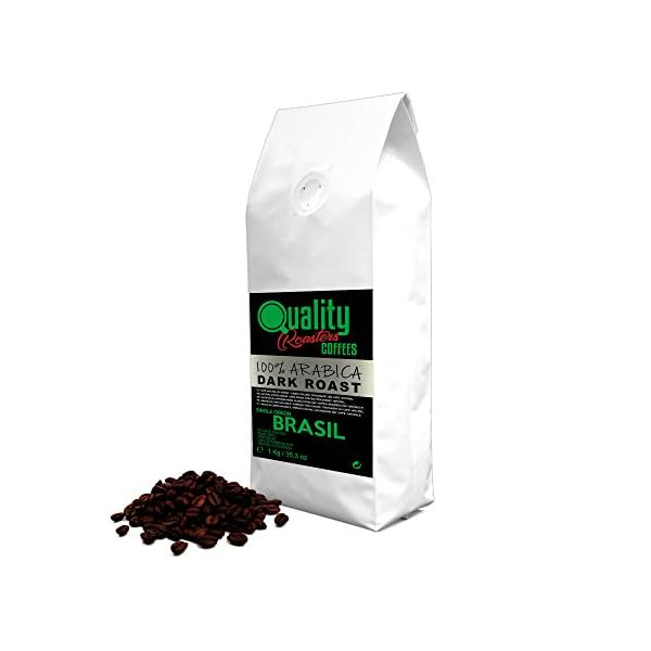 Natürliche Kaffeebohnen. Dunkle Röstung. 100 % Arabica. Einzigartige Herkunft Brasilien, 1kg. Von Hand geröstet.