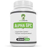 Alpha GPC Capsules by VitaMonkTM - Bioavailable Choline Supplement to Support Brain Cognition - 60 Alpha-GPC 325mg Capsules - No Artificial Fillers