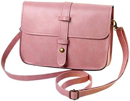 Ammazona Women Vintage Leather Cross Body Shoulder Messenger Bag (Pink)