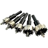 Hanperal 5pcs Carbide Tip HSS Drill Bit Hole Saw Set Stainless Steel Metal Alloy 16-30mm