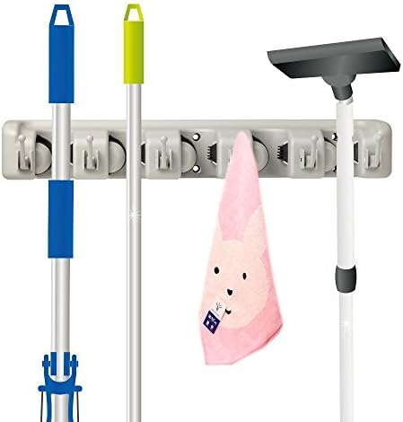 Robust Deer Mop and Broom Holder, Wall Mounted Garden Tool Storage Tool Rack Storage & Organization for Your Home, Closet, Garage and Shed (5P)