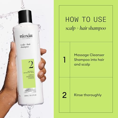 Nioxin System 2 Scalp + Hair Thickening Shampoo for Natural Hair with Progressed Thinning | Cleanse & Boost Hair Density with Niacinamide & Biotin