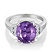 Gem Stone King 4.90 Cttw Purple Amethyst and White Topaz Ring For Women In 925 Sterling Silver | Oval 14X10MM | Gemstone Birthstone | Available In Size 5, 6, 7, 8, 9