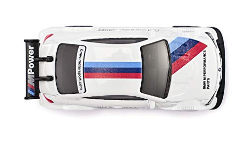 siku 1581, BMW M4 Racing 2016 Sportwagen, Metall/Kunststoff, Weiß/Multicolor, Detailgetreuer Heckflügel, Spielzeugauto für Kinder – Bild 6