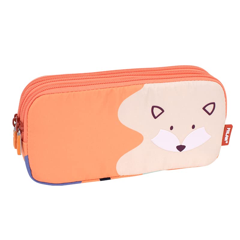 MILAN® Pencil case 3 zips Special Series Fun Animals Orange
