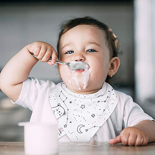 Cotton Baby Bib, 3 Pack Organic Absorbent Drooling Bibs for Teething Boy Girl, Soft Saliva Towel Drool Bibs for Teething Feeding Baby Shower Gift Set (One Size, Type C)